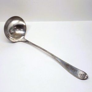 Antique Redfield & Rice Silverplate Ladle Grape Leaf Substantial Vintage 13.75"
